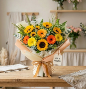 ramo de girasoles y gerberas para agradecer