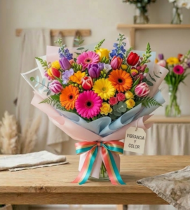 ramo de flores coloridas para alegrar el dia